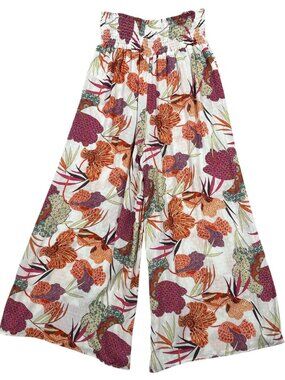 Rachel Zoe Wide-Leg Orange Red Green Palazzo Pants Size L